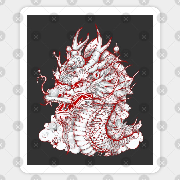 Red dragon Sticker by GraphGeek